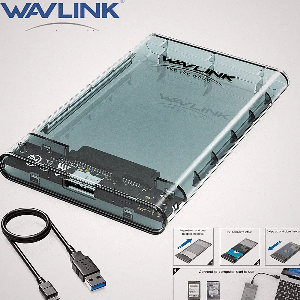 2.5" HDD/SSD Hard Drive Enclosure HDD/SSD Reader USB3.0 to SATA III Tool-free