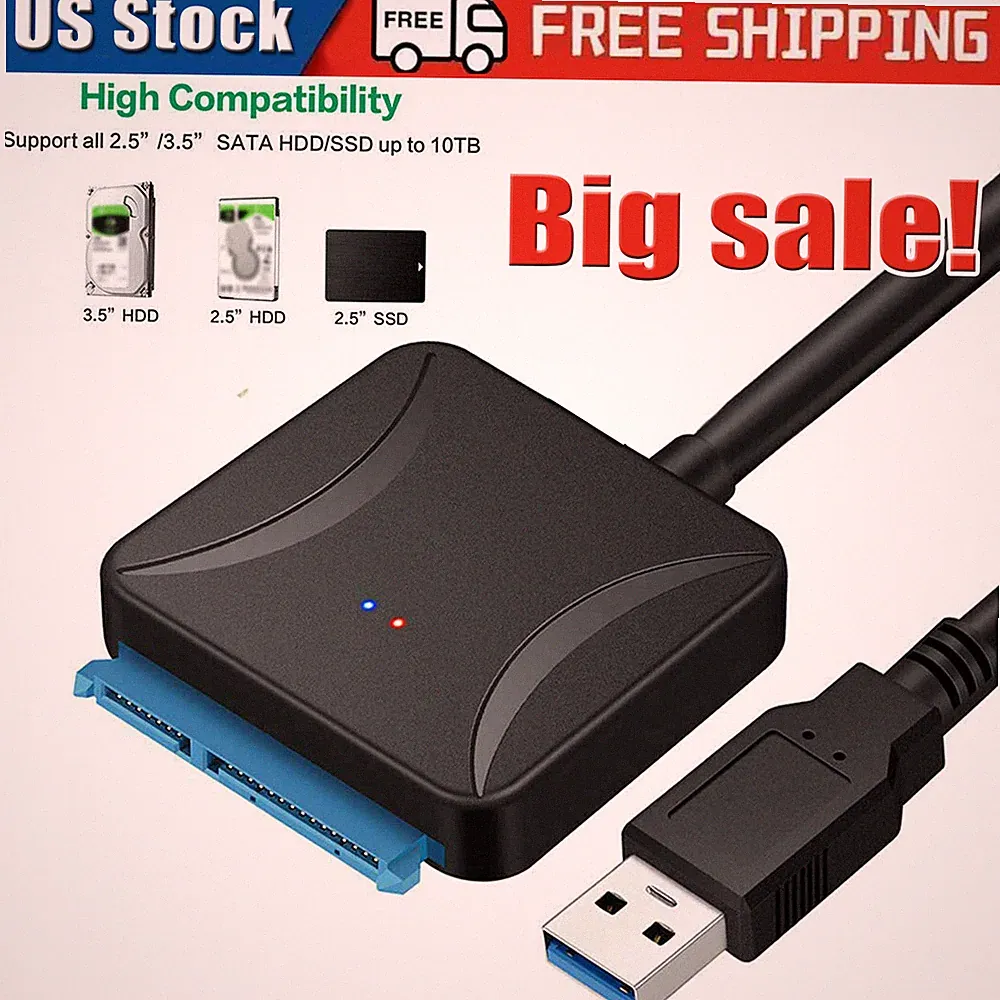 USB 3.0 to SATA External Hard Drive Reader 2.5" 3.5" HDD SSD Power adapter cable