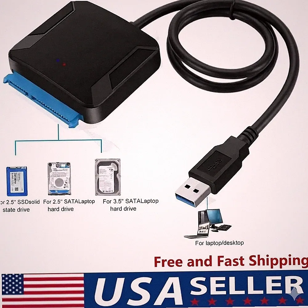 USB 3.0 to SATA External Hard Drive Reader 2.5 3.5 HDD SSD Power adapter LOT