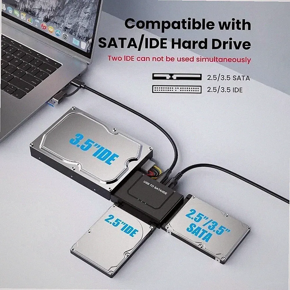 USB3.0/USB C to IED SATA Adapter, External Hard Drive Reader Converter SATA USB
