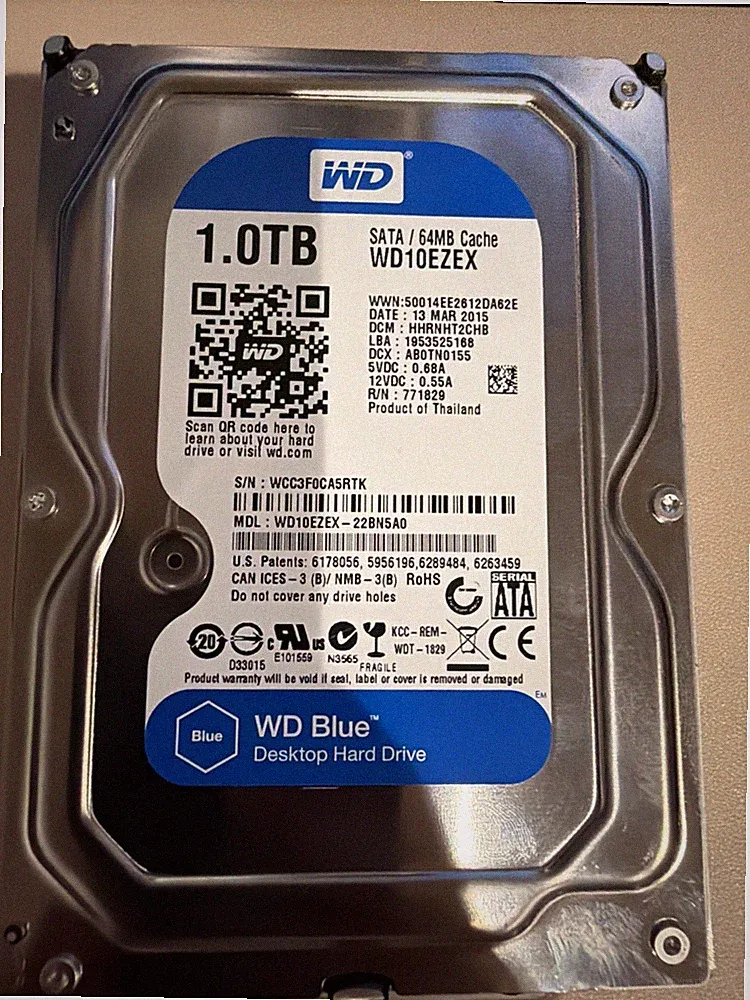 Western Digital Blue (7200RPM, 3.5", SATA III, 64MB Cache) 1TB Drive- WD10EZEX