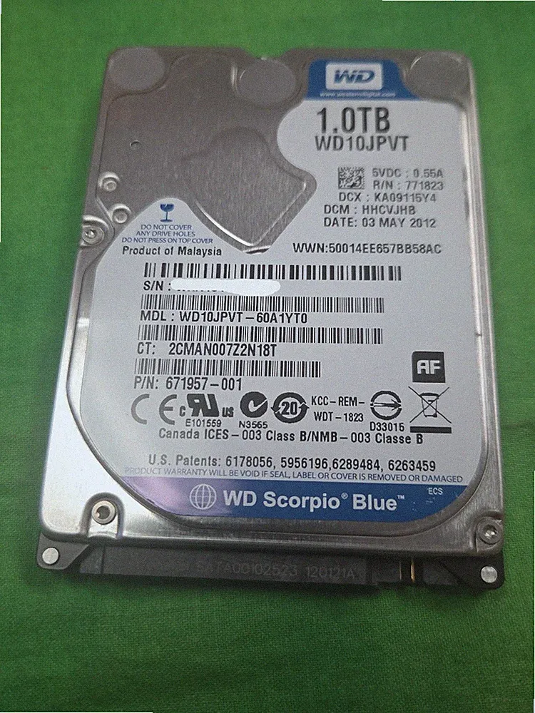 Western Digital WD Blue 1TB 2.5” SATA Hard Drive WD10JPVT 5400RPM 98%